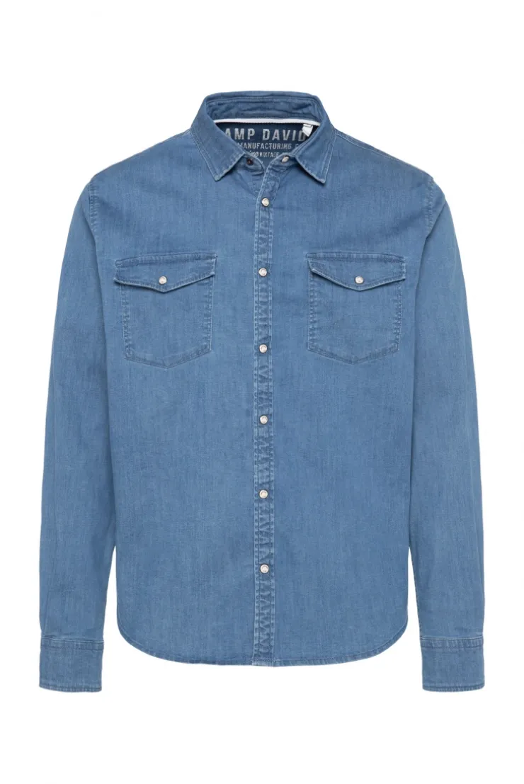 Jeanshemd mit Druckknöpfen light blue vintage