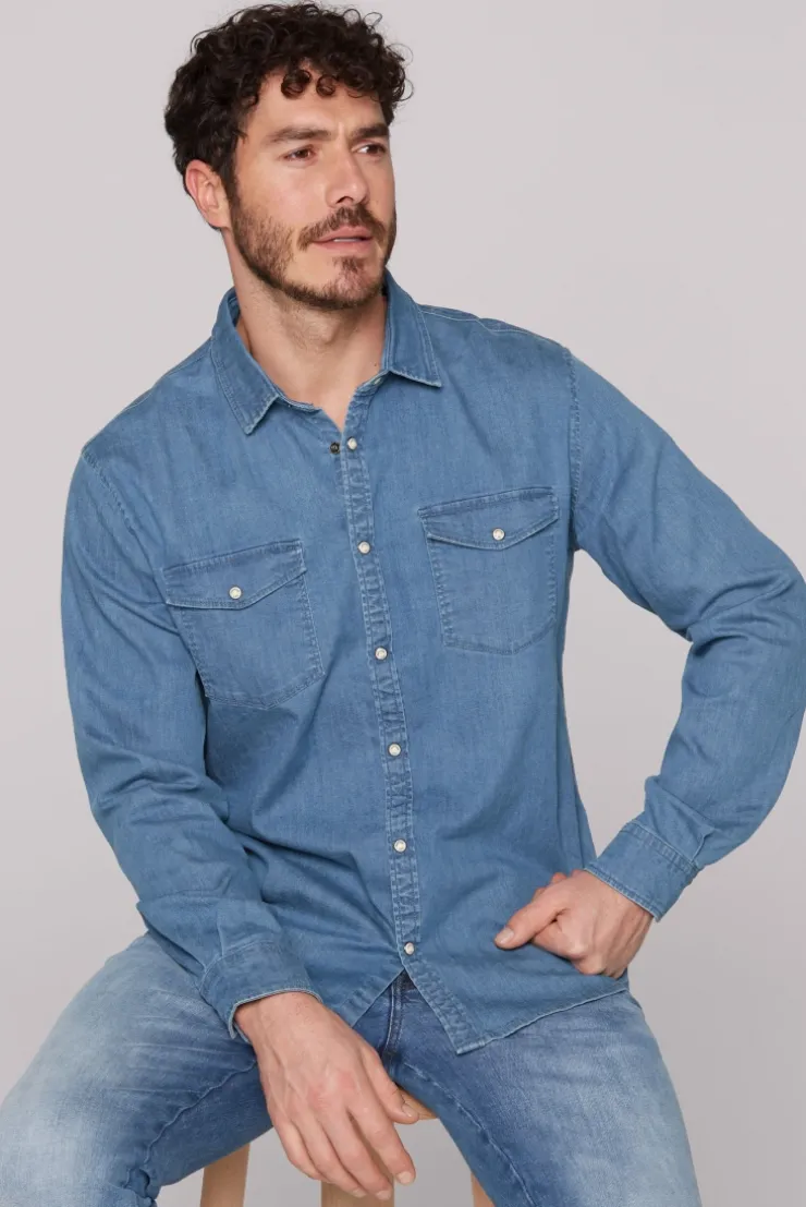 Jeanshemd mit Druckknöpfen light blue vintage