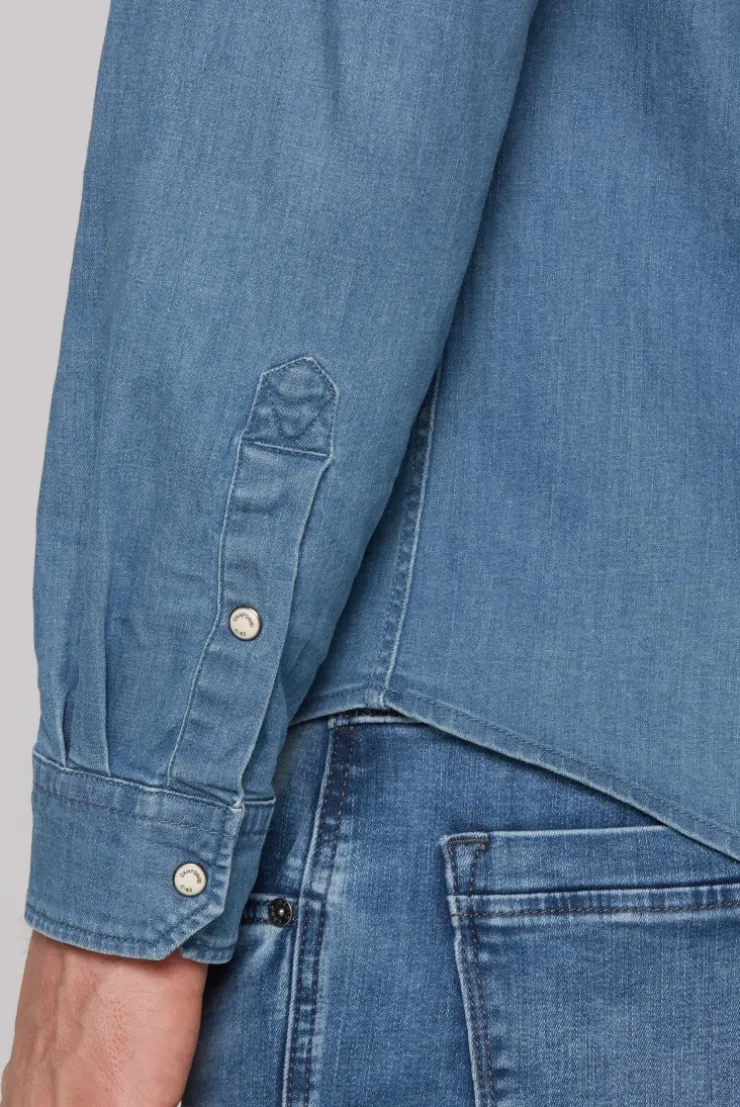Jeanshemd mit Druckknöpfen light blue vintage