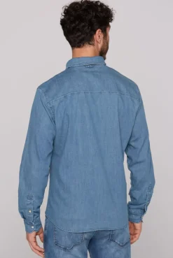 Jeanshemd mit Druckknöpfen light blue vintage