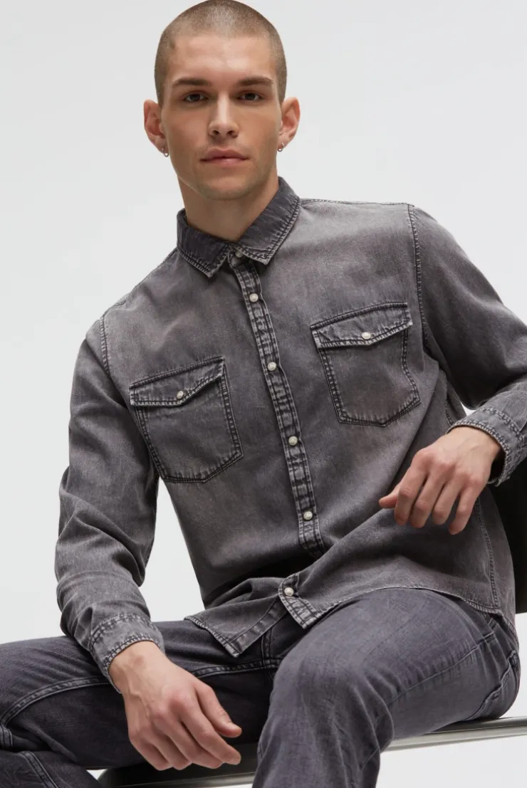 Jeanshemd Regular Fit stone grey | M