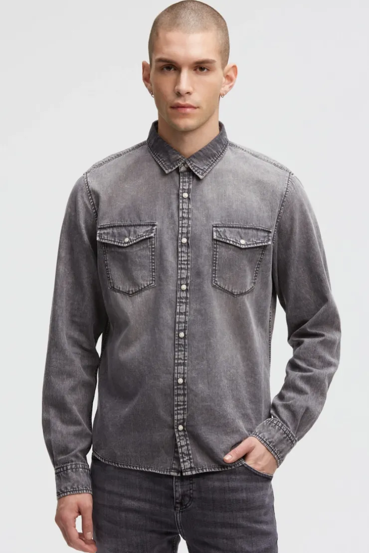 Jeanshemd Regular Fit stone grey | M