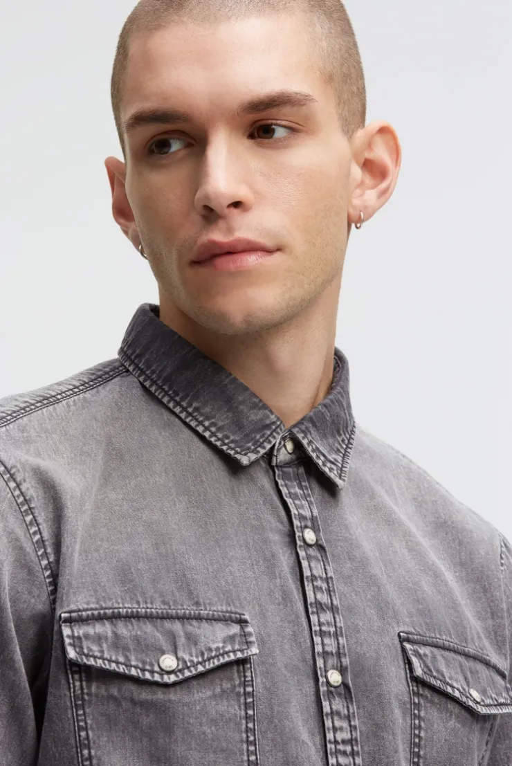 Jeanshemd Regular Fit stone grey | M
