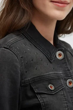 Jeansjacke JU:NE mit Schmucksteinen black washed metal