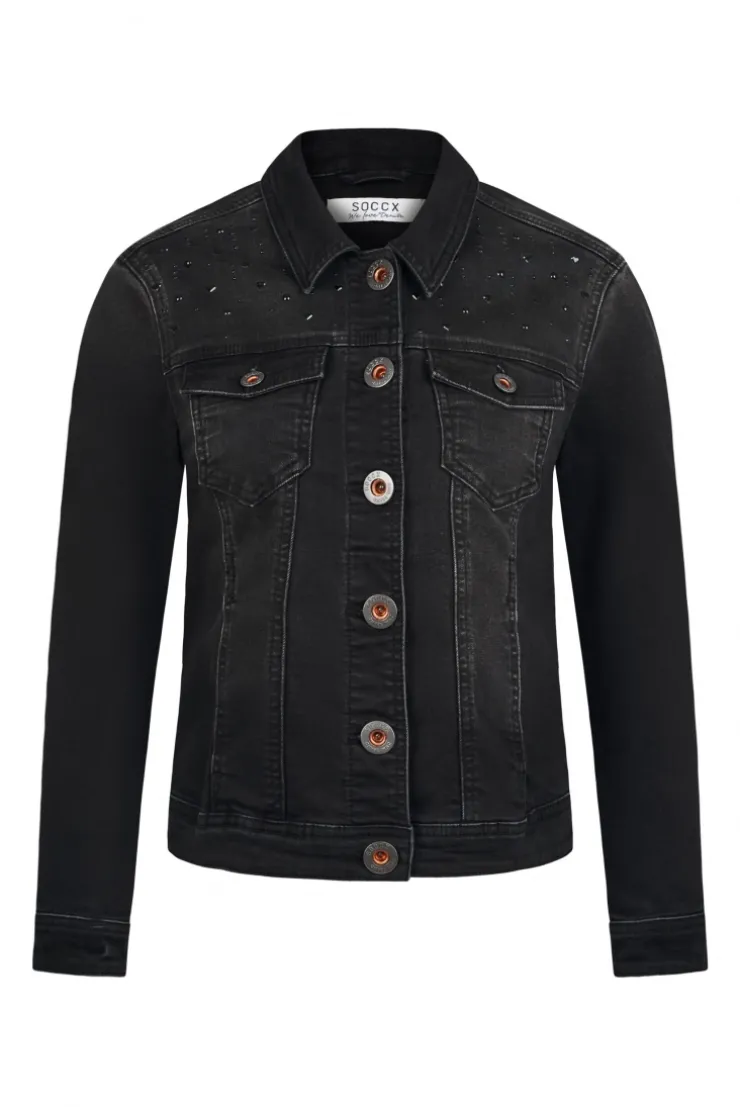 Jeansjacke JU:NE mit Schmucksteinen black washed metal