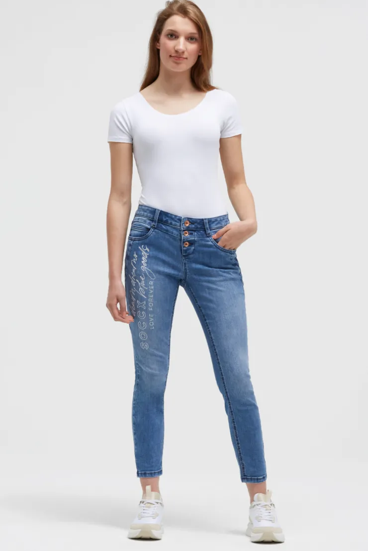 Jeans MI:RA Slim Fit mid blue printed