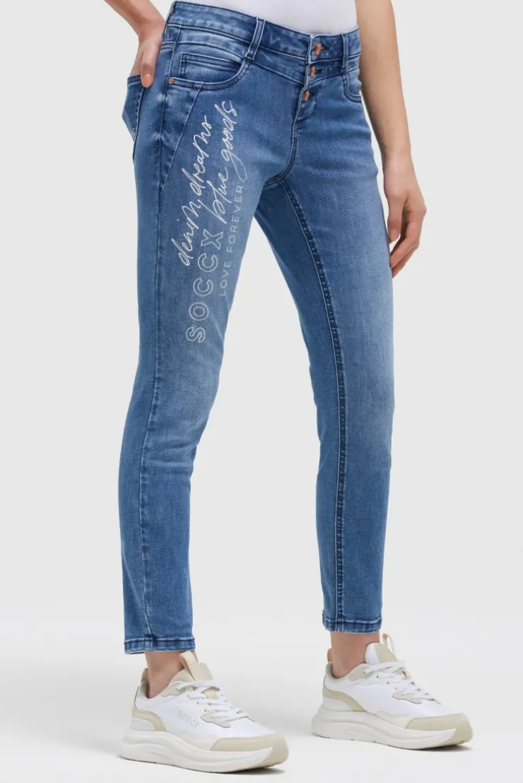 Jeans MI:RA Slim Fit mid blue printed