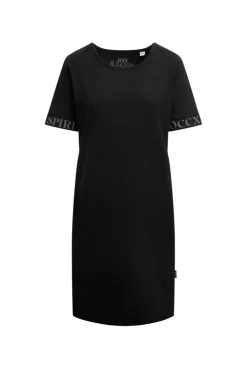 Jersey-Kleid mit Ärmel-Print black