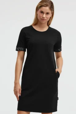 Jersey-Kleid mit Ärmel-Print black