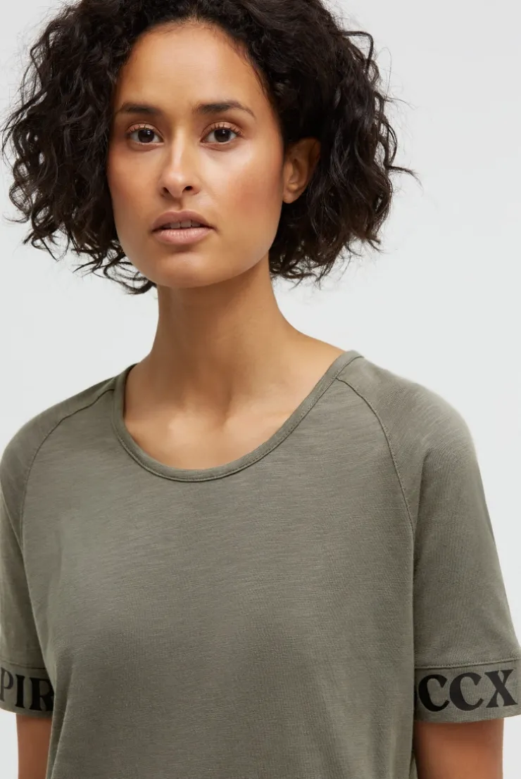 Jersey-Kleid mit Ärmel-Print cool khaki