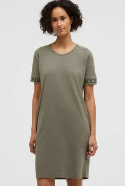 Jersey-Kleid mit Ärmel-Print cool khaki