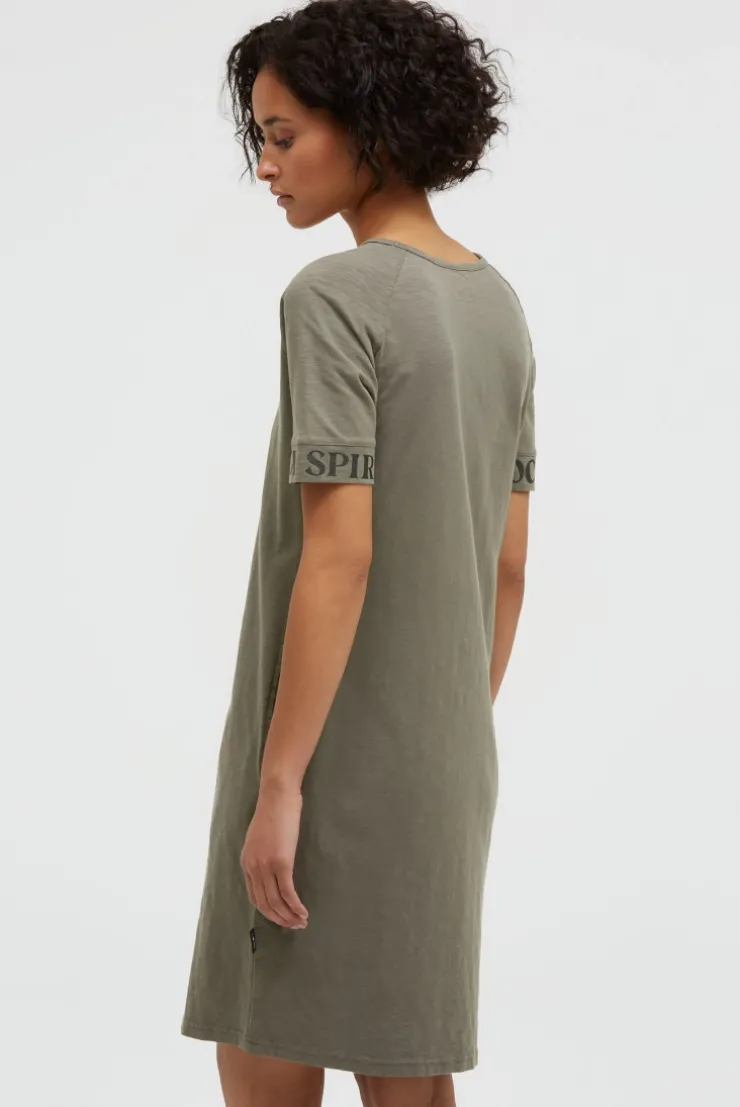 Jersey-Kleid mit Ärmel-Print cool khaki