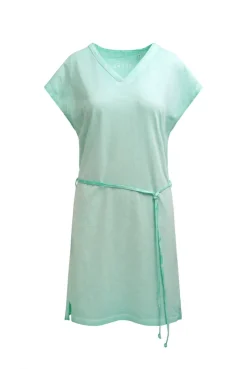 Jerseykleid mit V-Neck und Rückenprint french mint