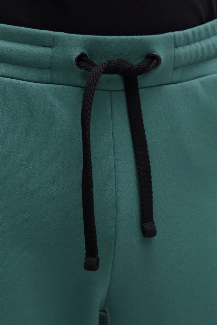Jogginghose aus Interlock mit Seitentapes petrol green