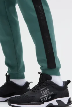 Jogginghose aus Interlock mit Seitentapes petrol green