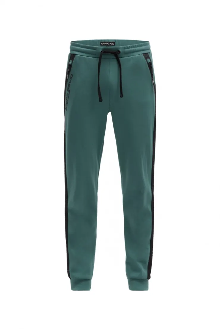Jogginghose aus Interlock mit Seitentapes petrol green