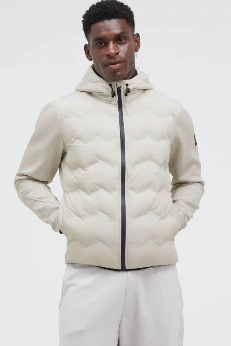 Kapuzenjacke im tonalen Materialmix stone
