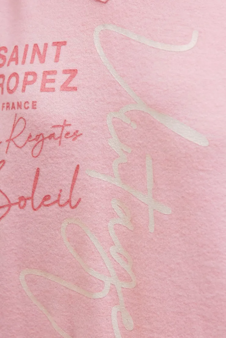 Kapuzenpullover Kurzarm aus Flauschstrick french rose melange