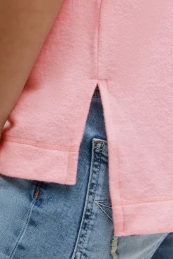 Kapuzenpullover Kurzarm aus Flauschstrick french rose melange