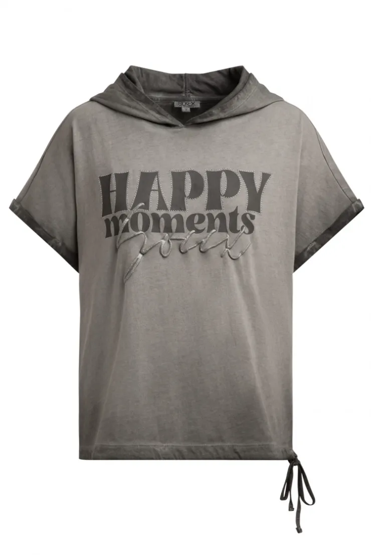 Kapuzenshirt mit Artwork und Tunnelzugband cool khaki