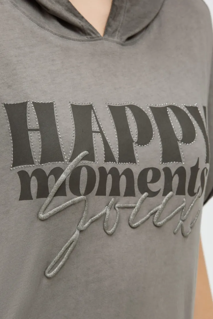 Kapuzenshirt mit Artwork und Tunnelzugband cool khaki