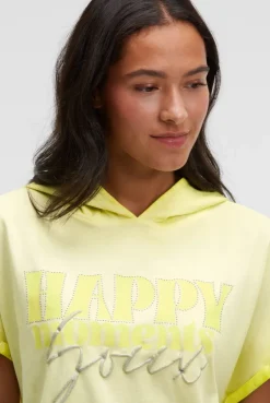 Kapuzenshirt mit Artwork und Tunnelzugband vivid lemon