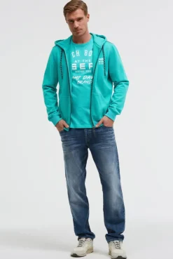 Kapuzensweatjacke mit Rücken-Print island green