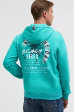 Kapuzensweatjacke mit Rücken-Print island green