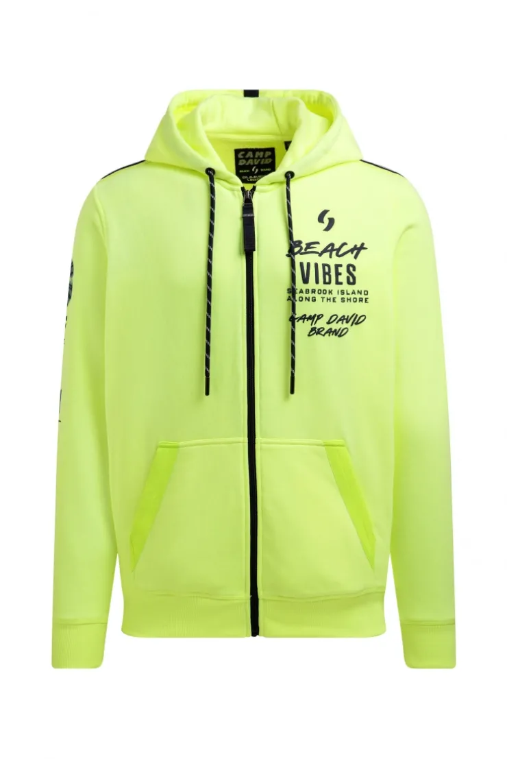 Kapuzensweatjacke mit Ärmel-Print neon lime