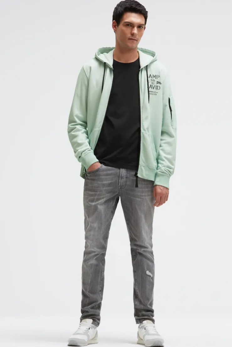 Kapuzensweatjacke Oil Dyed mit Rücken-Artwork faded mint