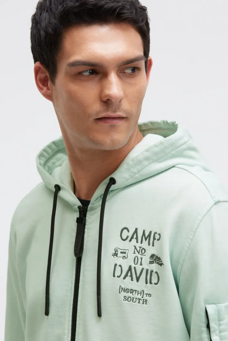 Kapuzensweatjacke Oil Dyed mit Rücken-Artwork faded mint