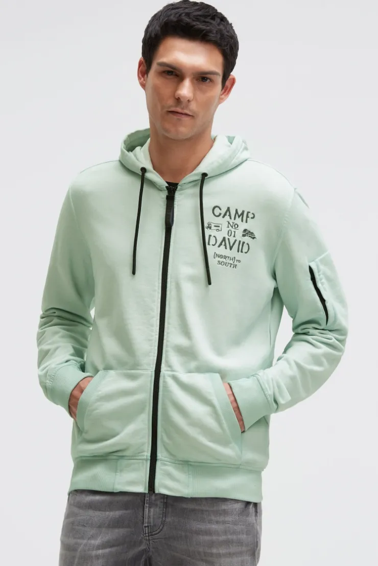 Kapuzensweatjacke Oil Dyed mit Rücken-Artwork faded mint