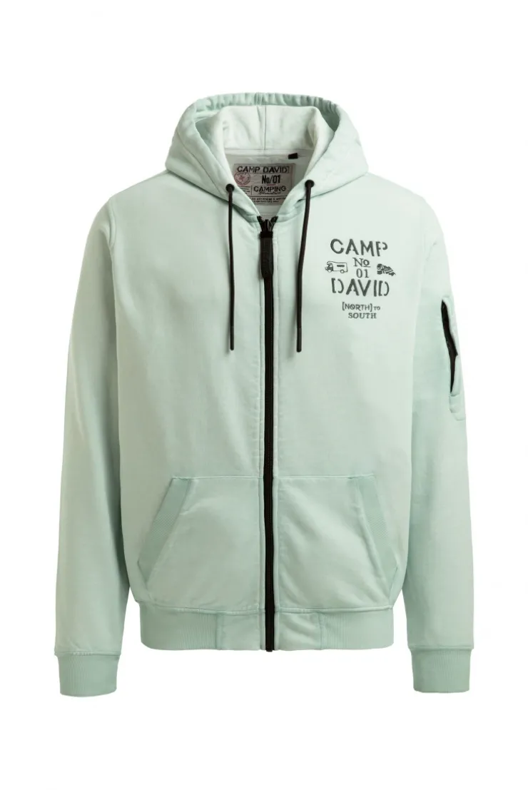 Kapuzensweatjacke Oil Dyed mit Rücken-Artwork faded mint