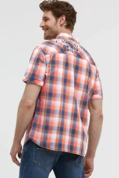 Karohemd Kurzarm mit Klappentaschen flame orange