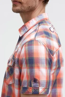 Karohemd Kurzarm mit Klappentaschen flame orange