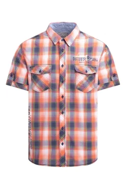 Karohemd Kurzarm mit Klappentaschen flame orange