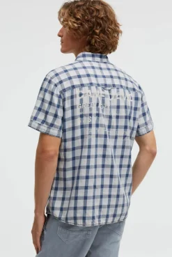 Karohemd mit Klappentaschen und Back-Print indigo blue