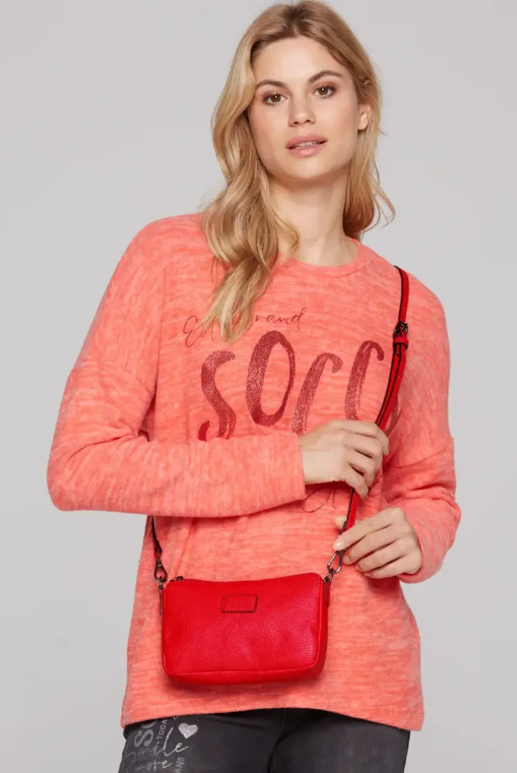 Kleine Crossbody Bag mit Label Badge clear red