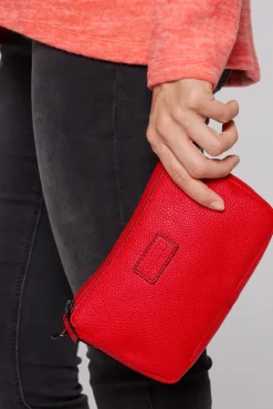 Kleine Crossbody Bag mit Label Badge clear red