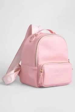 Kleiner Rucksack aus Lederimitat mit Logo-Riemen french rose
