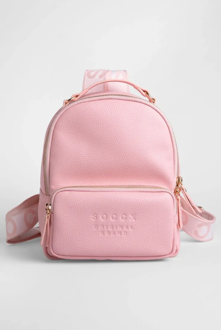 Kleiner Rucksack aus Lederimitat mit Logo-Riemen french rose