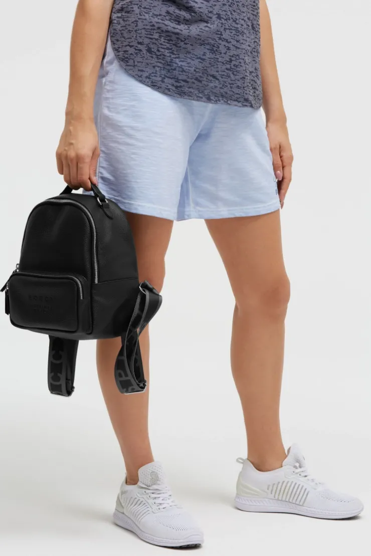 Kleiner Rucksack aus Lederimitat mit Logo-Riemen black