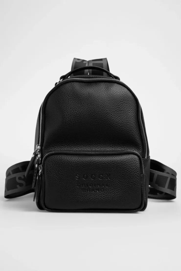 Kleiner Rucksack aus Lederimitat mit Logo-Riemen black
