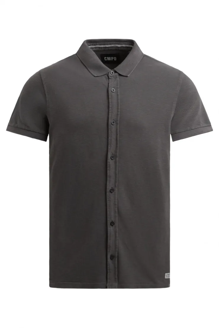 Kurzarmhemd aus Pikee im Polo-Stil pure anthra