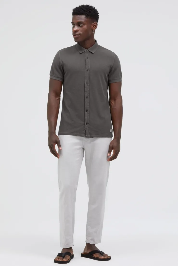 Kurzarmhemd aus Pikee im Polo-Stil pure anthra