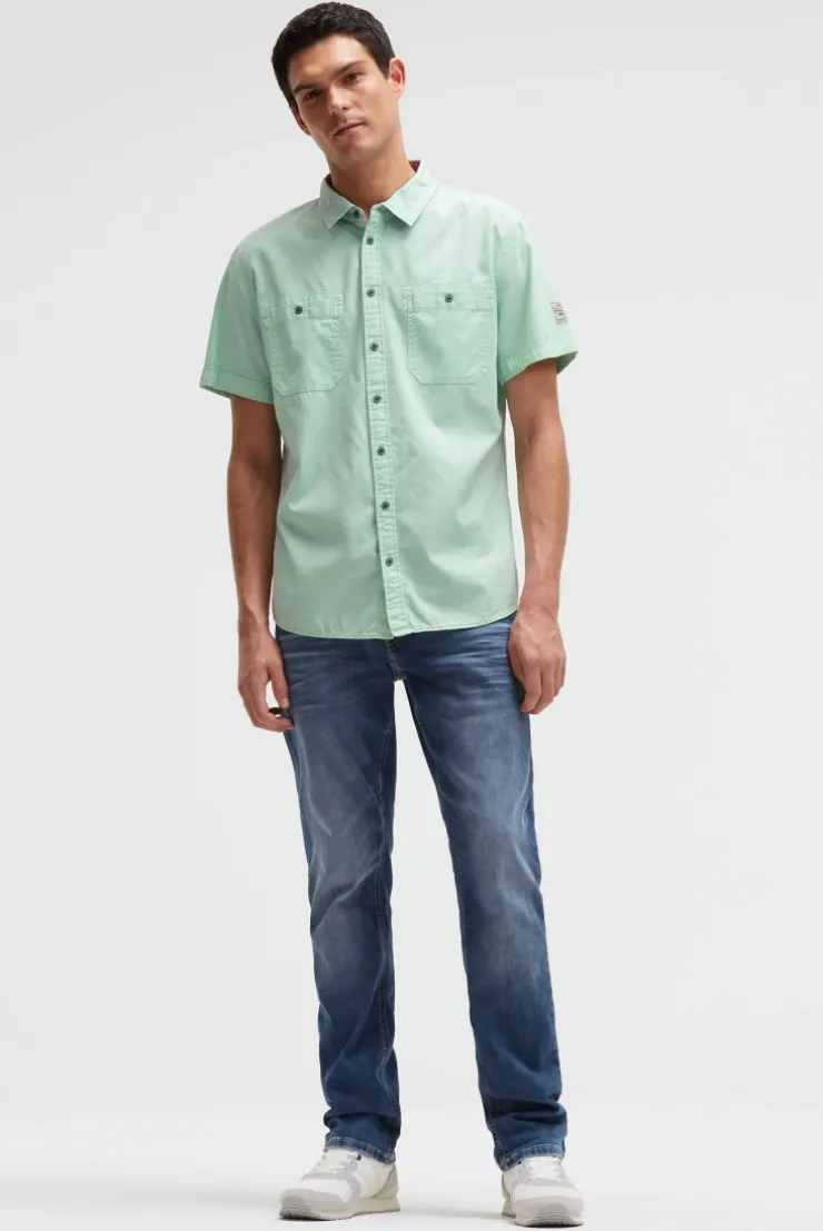 Kurzarmhemd mit diagonaler Dobby-Struktur faded mint
