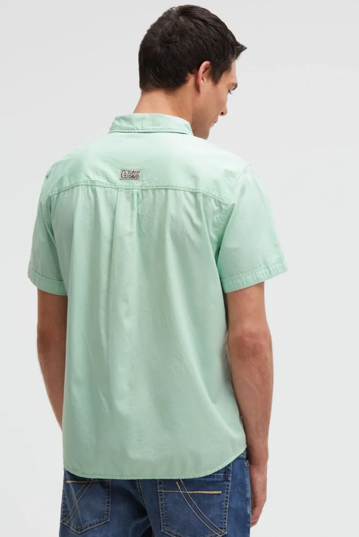 Kurzarmhemd mit diagonaler Dobby-Struktur faded mint