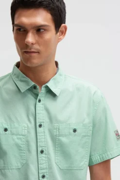 Kurzarmhemd mit diagonaler Dobby-Struktur faded mint