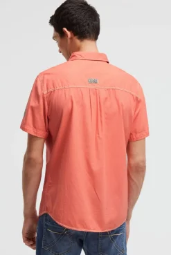 Kurzarmhemd mit diagonaler Dobby-Struktur wild salmon