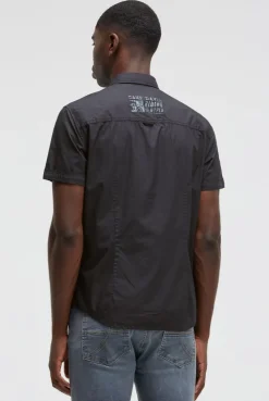 Kurzarmhemd mit Label Prints und Stickereien black